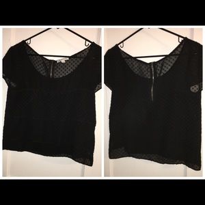 Black lace ruffle top